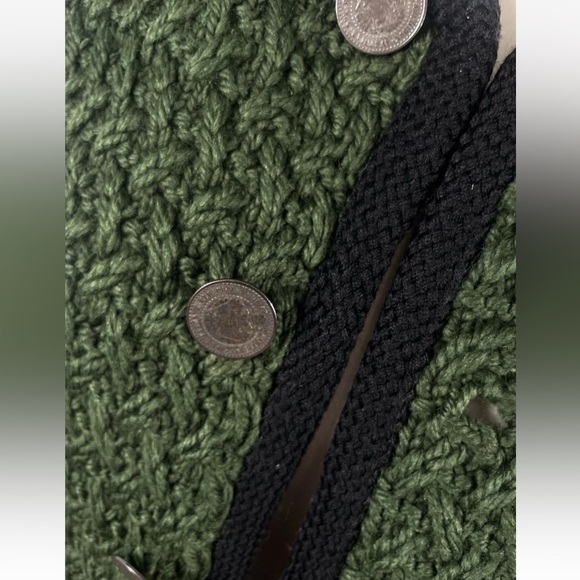 Green Garden Party Heavy Knit Sweater Button Down Over Coat Blazer Jacket Woman - Picture 5 of 15